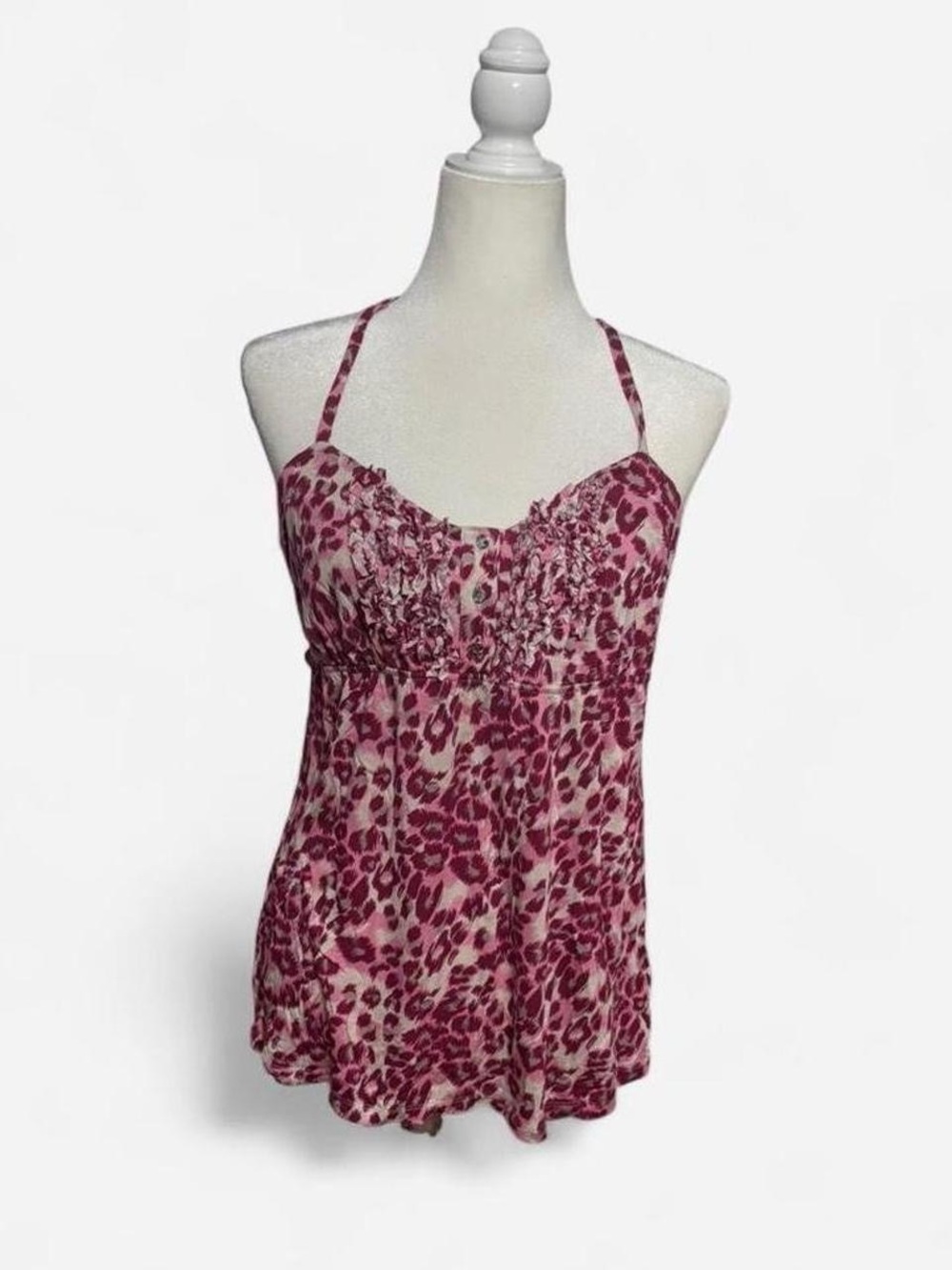 Women’s Pink Leopard Print Halter Tank Top